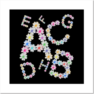 Letters, alphabet, flower, cosmos flowers, floral, nature Posters and Art